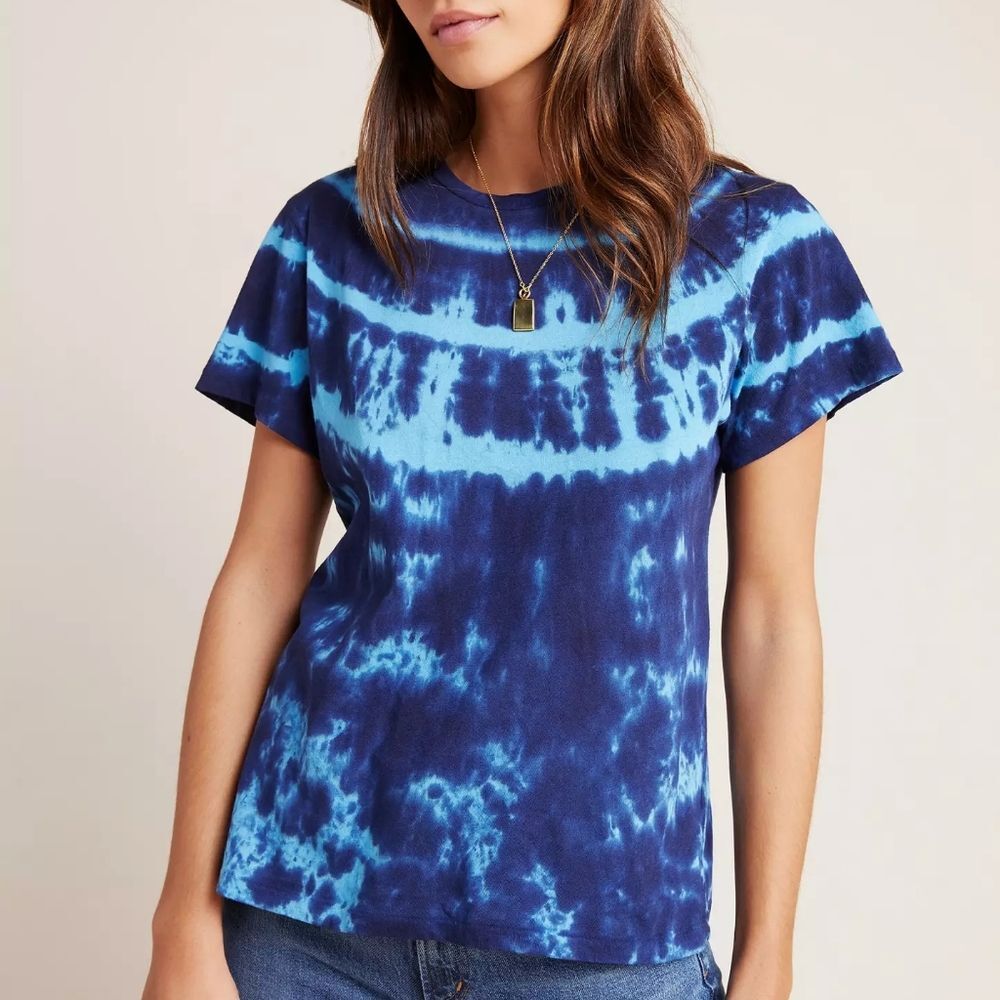 AGOLDE Mariam Tie-Dyed T-Shirt Organic Cotton Navy Blue Medium